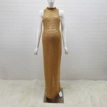 MQTIME  - Maternity Halter Rhinestone Maternity Photography Dresses Crystal Stretchy Skinny Sleeveless Maternity Photo Shoot Long Dress